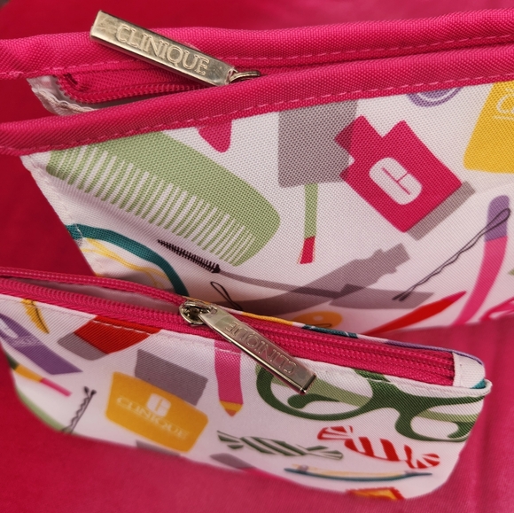 Clinique Beauty Makeup Bag 2 Peice  NWOT - Picture 7 of 12